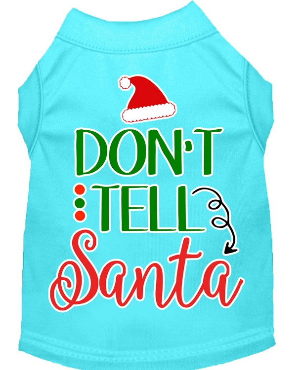 Don't Tell Santa Screen Print Dog Shirt Aqua XL